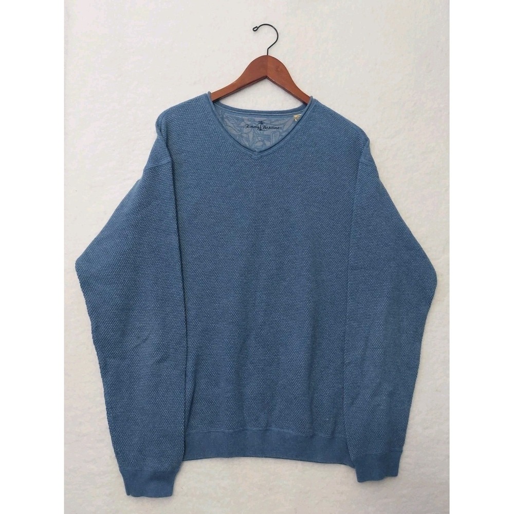 Tommy Bahama Sweater Men's Size XL Blue Palm Tree Long Sleeve Sweater Wool Blend